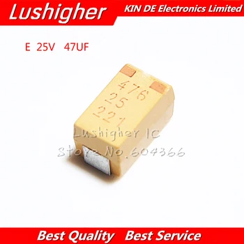 

10pcs E Case Type 7343 47uF 25V 476 476E SMD 10% Accuracy Tantalum Capacitor