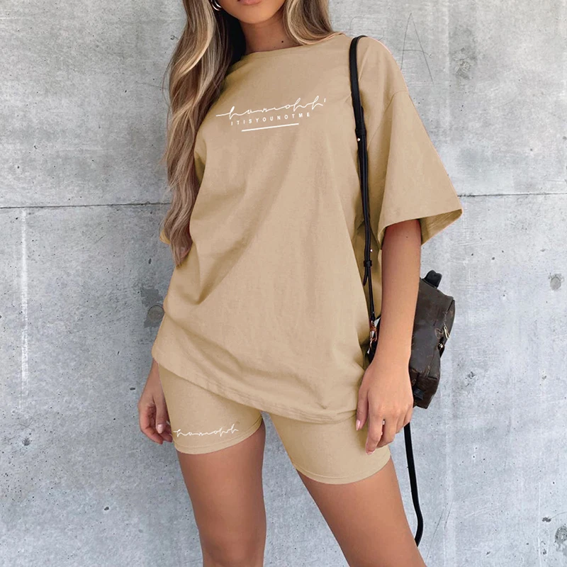 Rockmore Plus Size 2 Piece Letter Printed Shorts And Top Cute Two Piece Outfits Sports Ladies Tracksuit Sets Two Piece Summer