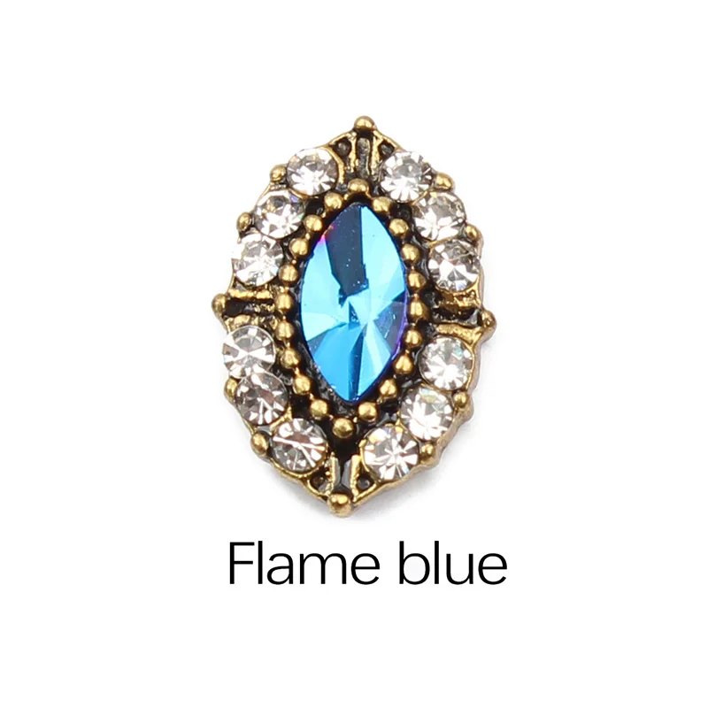 Flame Blue Дизайн ногтей, конский глаз, стразы, металлический сплав, Стразы для ногтей, украшения для маникюра, сделай сам - Цвет: Flame Blue