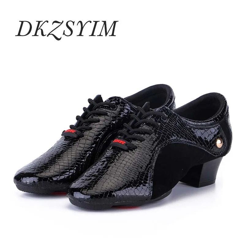 DKZSYIM Men/Women Genuine Leather Dance Shoes Heels 3CM Lace Up Latin