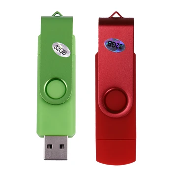 

2 Pcs USB Mini Memory Stick 32GB USB 2.0 Memory Flash Drive OTG for Handy PC Green & Red