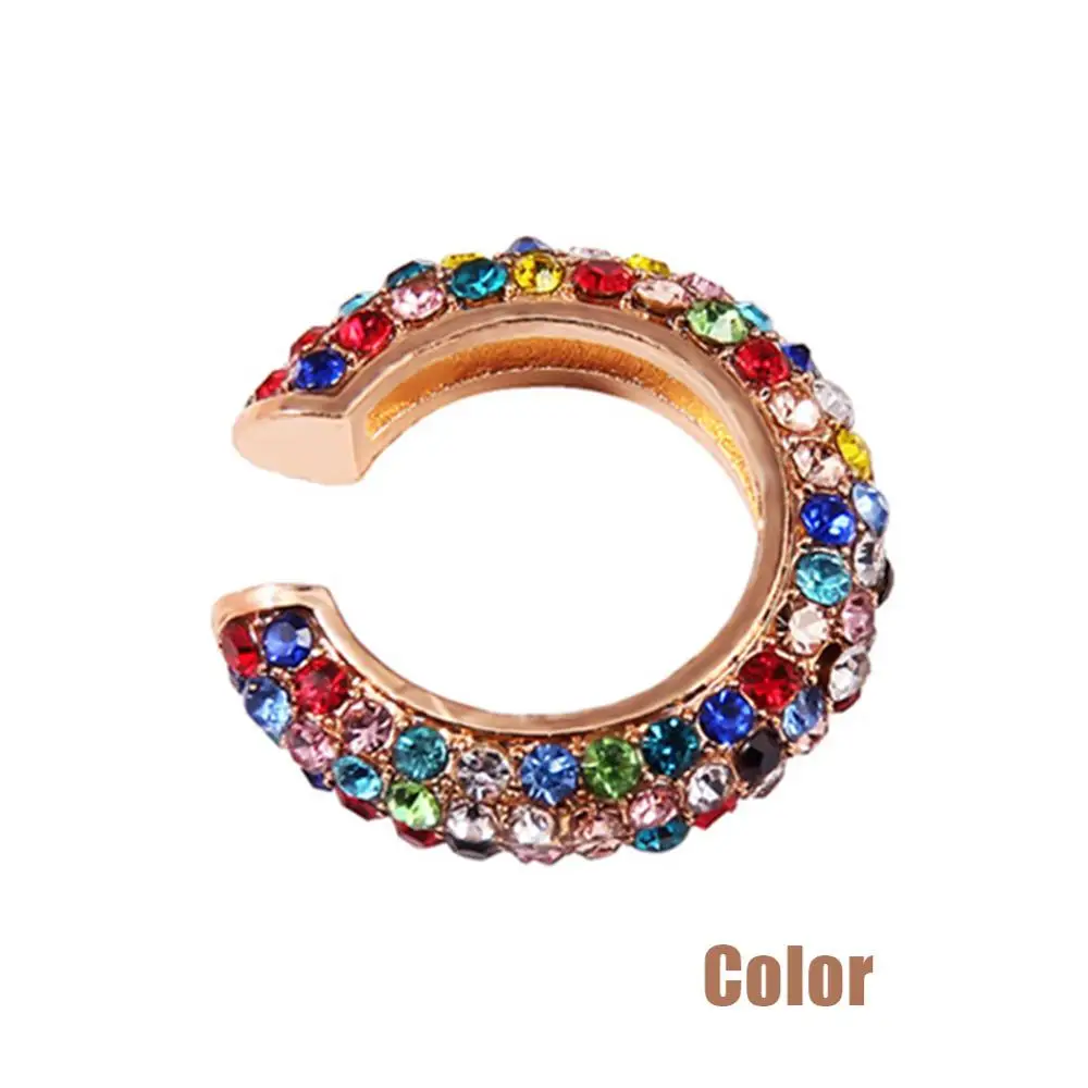 1pcs style 01 Разноцветные стразы, новая мода, Кристальные каффы для ушей в богемном стиле, креативные С-образные маленькие каффы для ушей, клипсы, серьги для женщин, ювелирные изделия - Окраска металла: 1pcs style 01