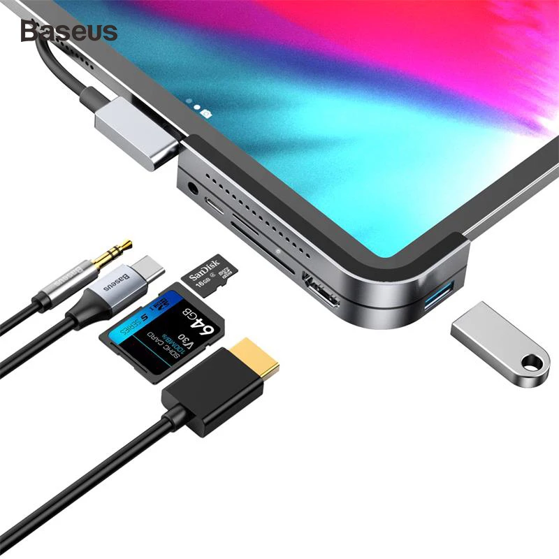 Baseus USB C концентратор разветвитель для USB 3,0 HDMI usb-хаб поддержка 4K HD type C концентратор для MacBook Pro адаптер мульти 6 usb портов type-C концентратор