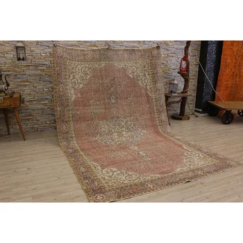

Natural Red Handmade Rug, Floral Design Antique Rug, Turkish Vintage Kilim