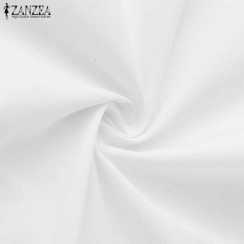 ZANZEA модная женская блузка, Женская Асимметричная шикарная однотонная длинная рубашка из хлопка и льна на пуговицах, длинная туника, топы, блузы
