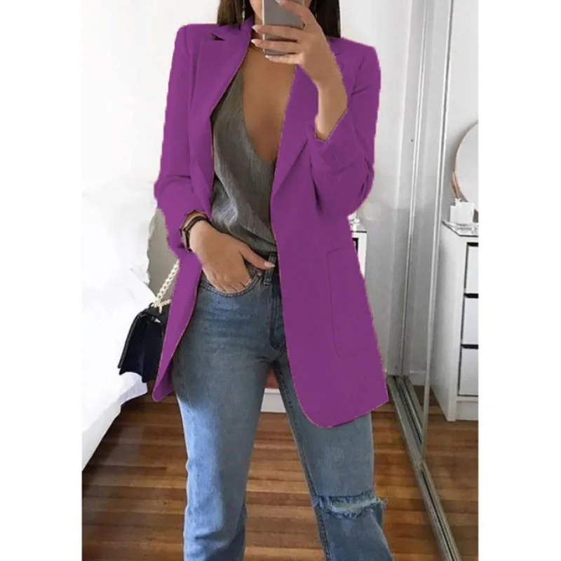 OEIN Women's blazers jacket 2021 Spring and Autumn female oversize office Long Sleeve solid color coat loose casual clothes womens pant suit set Suits & Blazers