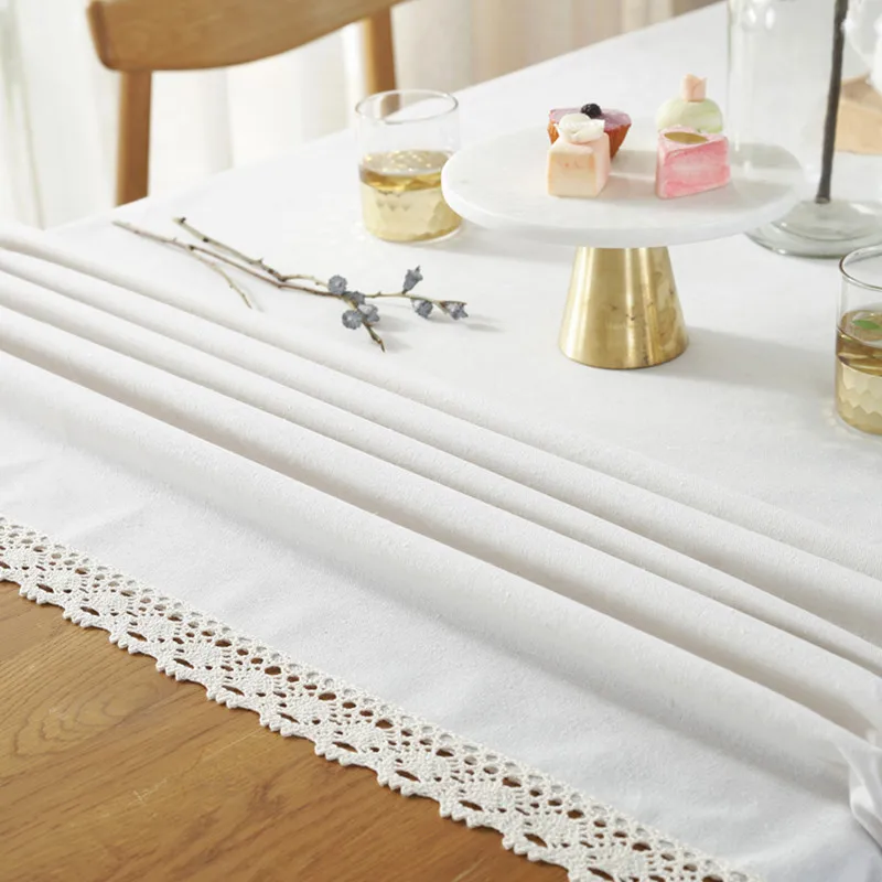 Nordic simple solid color cotton linen table cloth home hotel wedding rectangular decorative tablecloth coffee table cloth