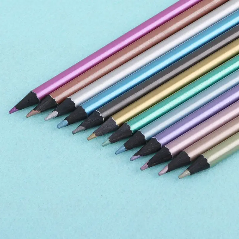 

12Pcs Metallic Non-Toxic Colored Drawing Pencils 12 Color Drawing Sketching Pencil M5TB