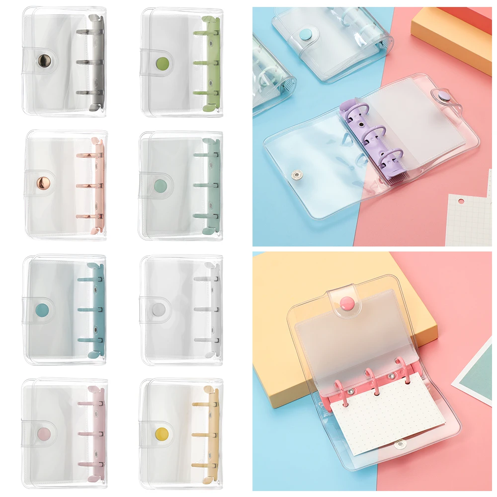3 agujeros Mini PVC carpeta de anillos cuaderno viajero portátil diario Loose-leaf recarga Clip para libreta de papelería de la escuela