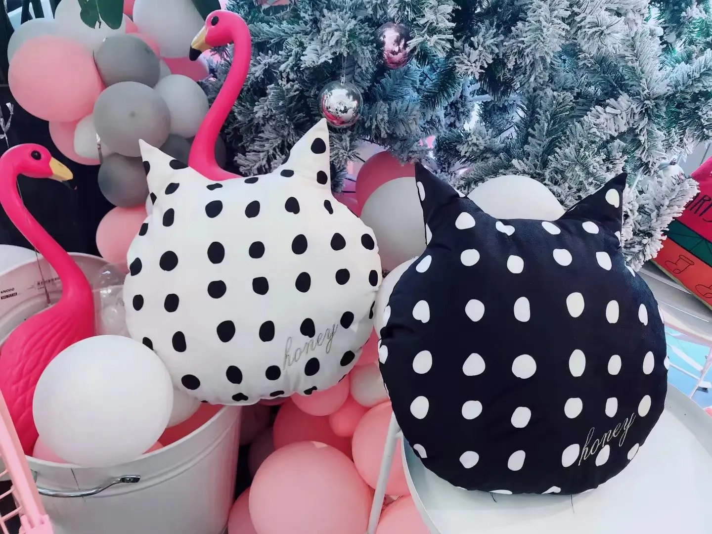 Стиль милый Кот золотой черный и белый Polkadot кошка вниз хлопок подушки пары кошка подушка