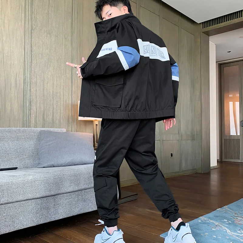 

Men's Tracksuit Streetwear Two-piece Set Men's Jacket + Harem Pants 2020 Sportswear Hip Hop Mens Clothing Sportswear Men's Sets