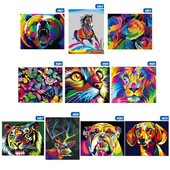 

Frameless Colorful Lion Animals Abstract Painting Diy Digital Painting By Numbers Modern Wall Art Picture For Home Wall Artwork