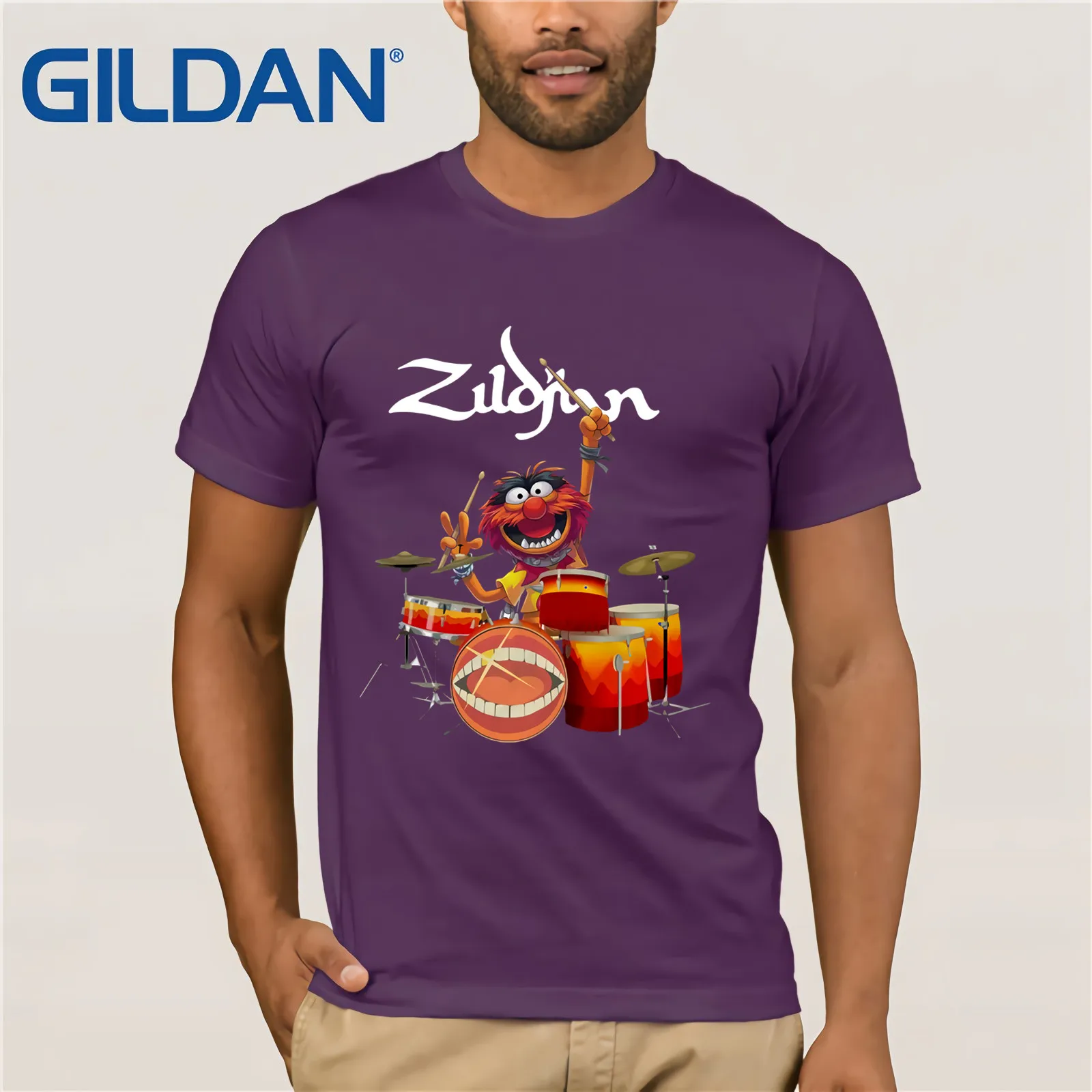 purple Avedis Zildjian Улица Сезам Маппет барабан футболка Мужская футболка с коротким рукавом - Цвет: purple