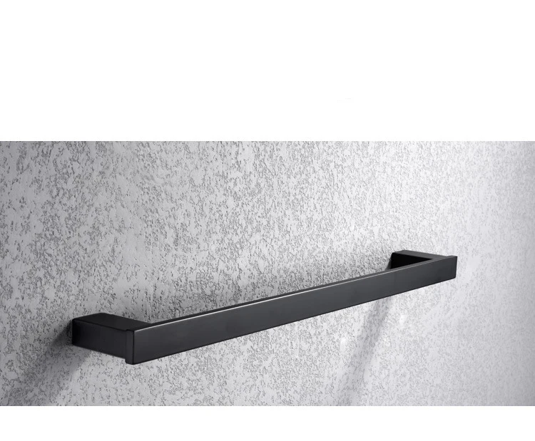 Single towel bar Hongdec Роскошные Настенные Нержавеющая сталь Черный аксессуары для ванной комнаты вешалка для полотенец держатель для хранения набор - Цвет: Single towel bar