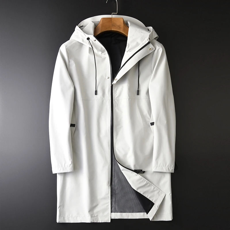 Minglu мужские куртки средней длины, ветрозащитные и водонепроницаемые мужские куртки и пальто с капюшоном размера плюс 4xl, простые мужские пальто зауженного кроя