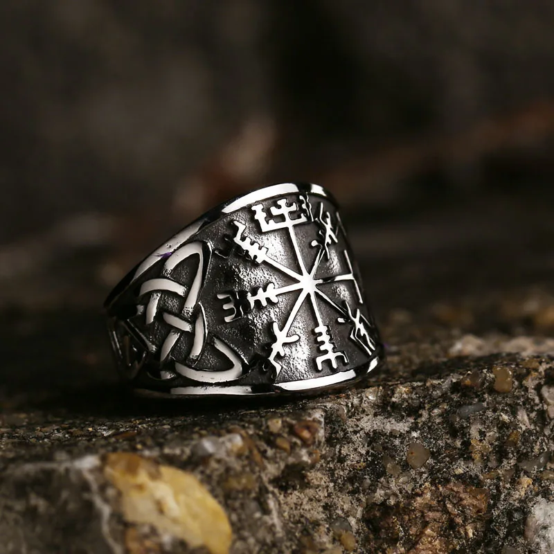 Beier New Design Viking Celtic Knot Rings for Men Retro Compass Runic Biker Jewelry Gift finger ring