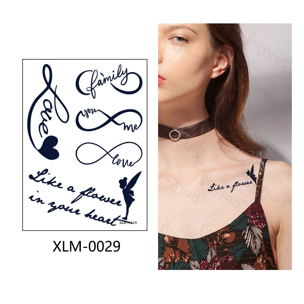 XLM-0029 Glaryyears 1 лист полуперманентный тату стикер гардения синий шоу водонепроницаемый маленький боди-арт Горячая партия настоящая татуировка - Цвет: XLM-0029