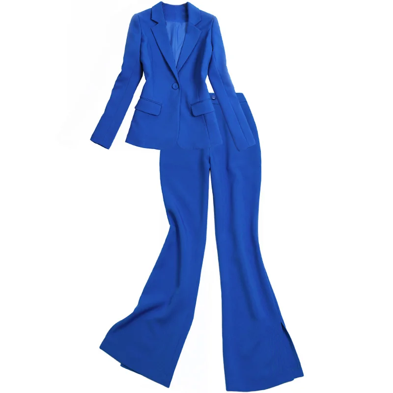 Lente en Herfst Hoge Kwaliteit Nieuwe vrouwen Professional набор OL Een Gesp Slanke Pak Hoge taylle Geopend вспышки Broek