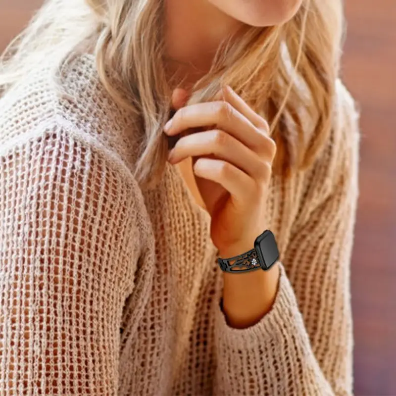 Ремешок для часов совместим с/Для Fitbit Versa Lite из нержавеющей стали Сменные аксессуары со стразами