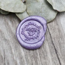 Пользовательские названия с венком Свадебный воск штамп, индивидуальная восковая печать комплект печатей, персонализированные свадебные приглашения печати, свадебный подарок