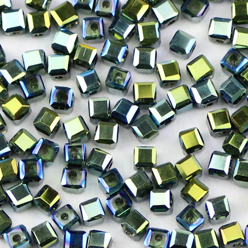 Green PEOOPLE покрытие AB 100 шт./лот 3 мм квадратный ручной работы DIY австрийский кристалл стеклянные свободные разделительные бусины для изготовления ювелирных изделий Аксессуары - Цвет: Green