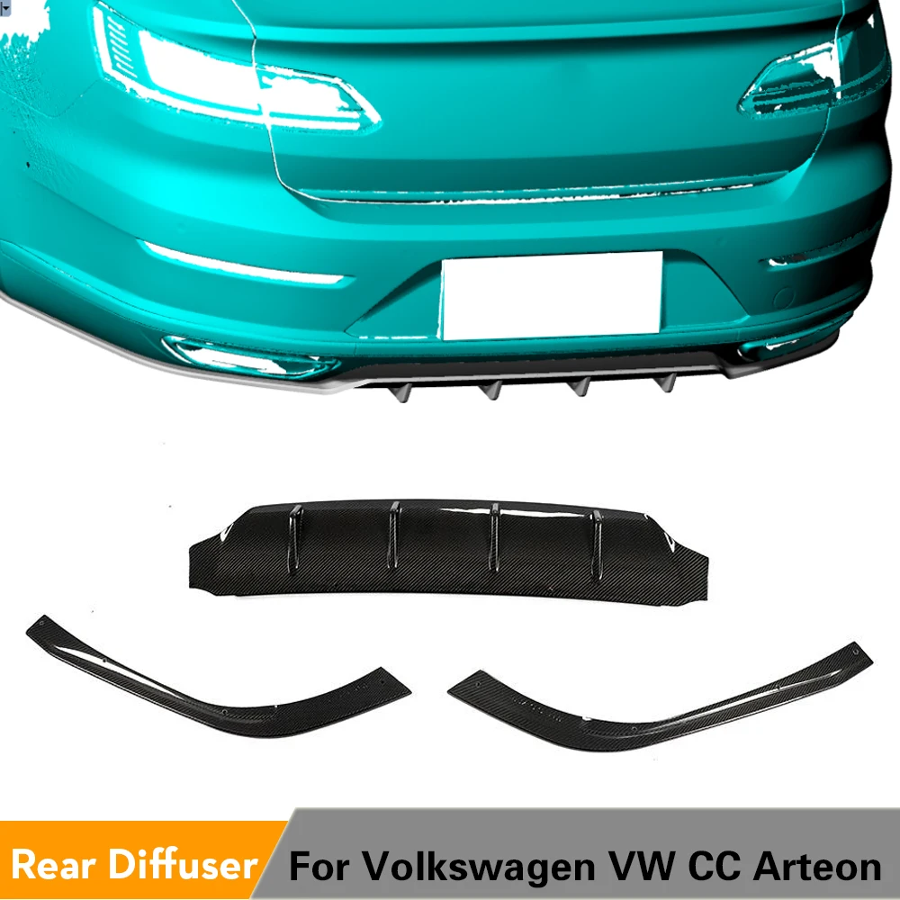 

Car Rear Bumper Diffuser Lip For Volkswagen VW CC Arteon 2019 2020 Carbon Fiber Rear Bumper Diffuser Lip Spoiler 3 pcs