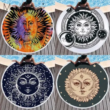 

Big Round Sun Moon Beach Towel Tarot Indian Mandala Shower Bath Towels Travel Colorful Creative Funny Abstract Beach Blanket