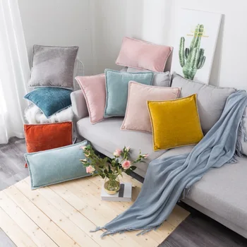 

Home Textile Solid Chenille Cushion Linen Trimmed Tailored Edges Decor