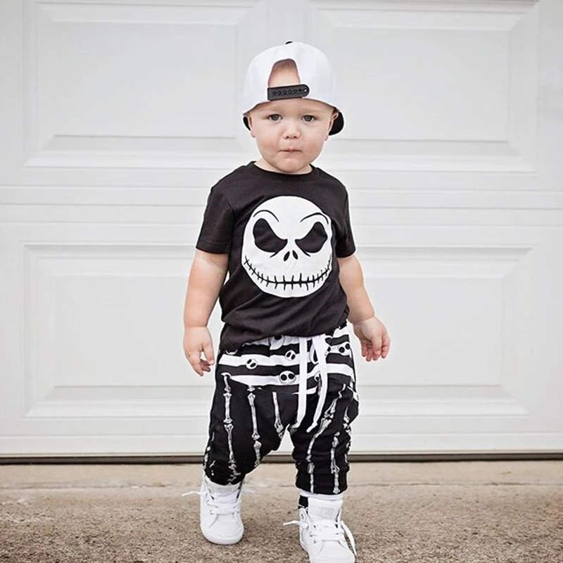 0-3T Halloween costume for kids Newborn Baby Boy Fashion Clothes set Short Sleeve Cotton T Shirt Long Pants infantil clothing