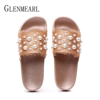 

Women Slippers Summer Brand Female Shoes Women Flip Flops Sandals Pearl Soft Party Casual Shoes Slides New Arrival 2020 DE