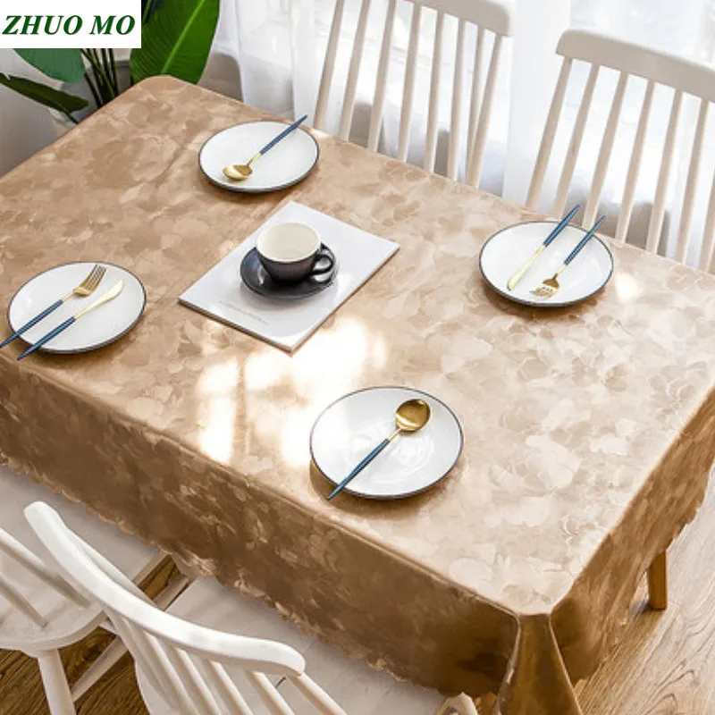 

Coffee white Oilproof PVC Waterproof Tablecloth Wedding Party hotel Christmas Decoration for home Dining Rectangle Table Cover