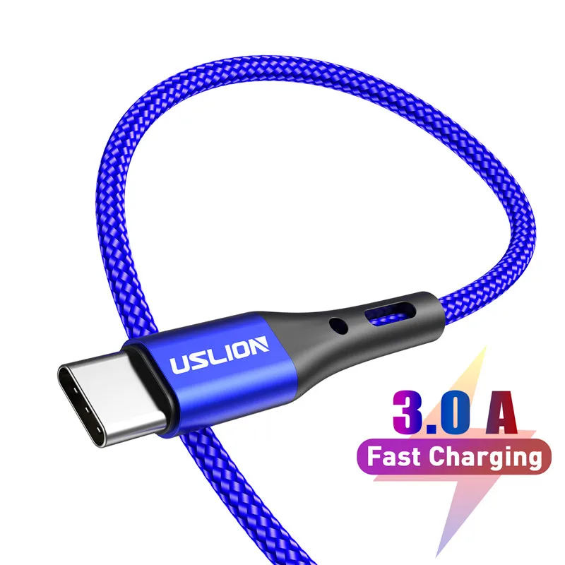 hdmi phone to tv USLION 3A USB Type C Data Cable For Samsung Galaxy S10 S9 Xiaomi Redmi Note 7 Huawei Fast Charging Mobile Phone Chargers 2m 3m android charger type Cables