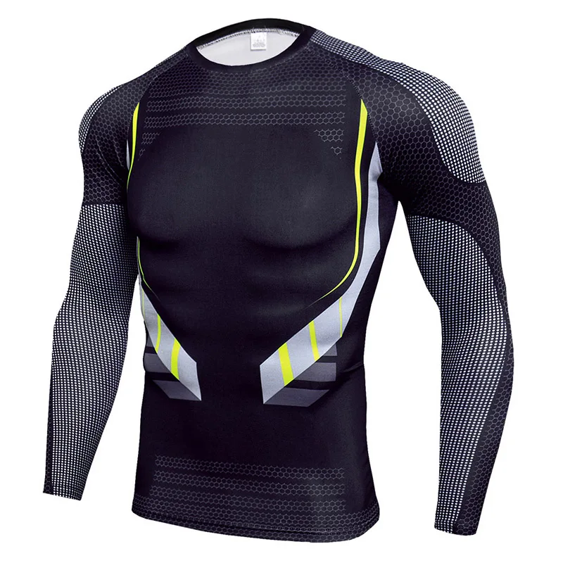 Rashgard рубашки для бега для мужчин компрессионная футболка для тренировок футболка с длинным рукавом для фитнеса и спортзала Мужская Спортивная Футболка облегающая спортивная одежда - Цвет: Black