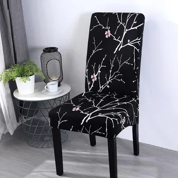 

4PCS Printing Pattern Chair Cover Removable Washable Anti-dirty Seat Cover Kitchen Slipcover For Wedding Restaurant Banquet