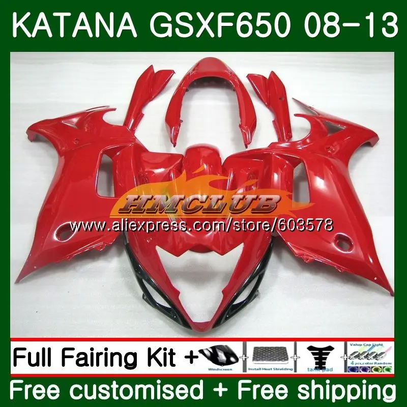 GSX650F для Suzuki Katana GSXF 650 08 09, 10, 11, 12, 13, 14, 14CL. 51 GSXF650 2008 2009 2010 2011 2012 2013 обтекатель все красный