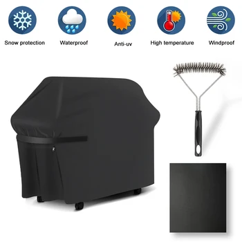 

3pcs BBQ Cover Waterproof Set Oxford Barbecue Grill Cover for Weber Gas Windproof UV Resistant Outdoor BBQ Accessories Tool