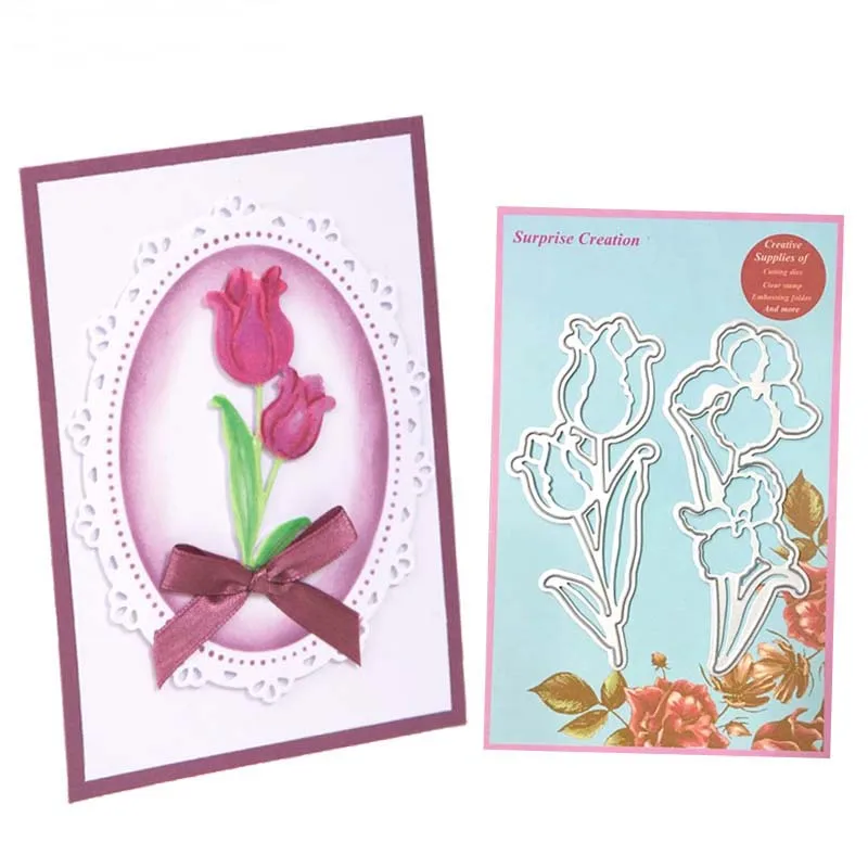 

Cutting dies Iris & Tulip Scrapbook Craft Flower Dies DIY Stencil