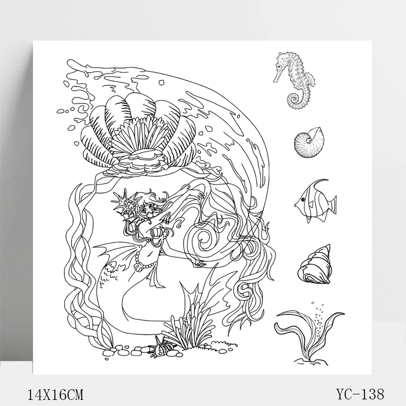 

Mermaid Silicone Stamp for DIY Scrapbooking/Photo Album Decorative Card Making Clear Stamps Supplies