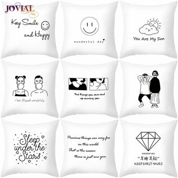 

Pillow Cover Decorative Throw Pillowcase Cushion Covers 45*45 Sofa Line Sketch Office Polyester Peach Skin Poszewki Na Poduszki