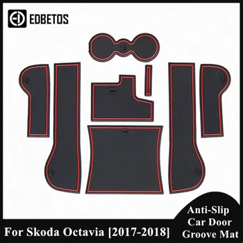 

Door Groove Mat For Skoda Octavia 2017 2018 Accessories Anti-Slip Mat Gate Slot Coaster Car Interiors Gel Pad Rubber
