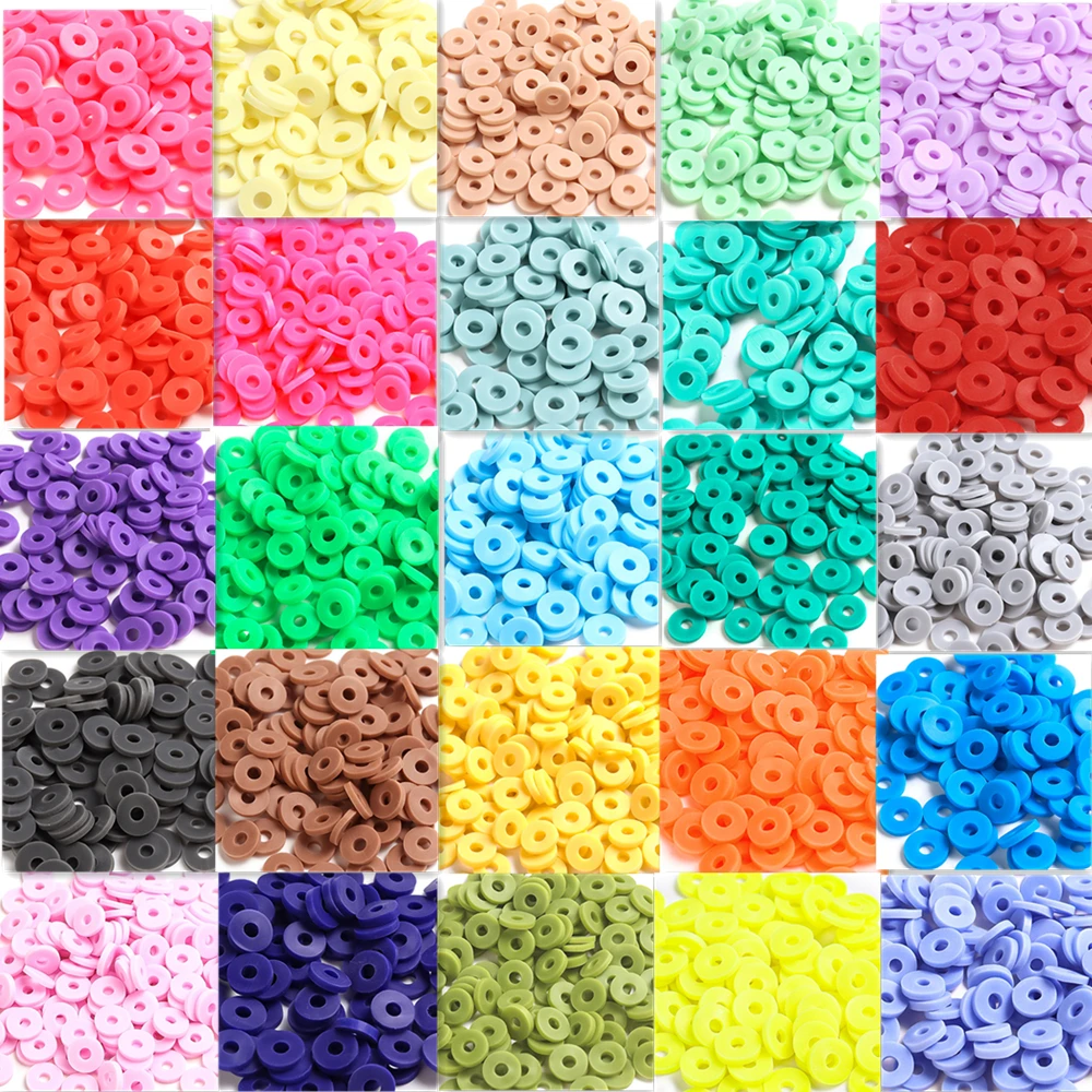 

1200PCS/Bag Flat Round Polymer Clay Beads for DIY Jewelry Making Chip Disk Loose Spacer Handmade Beads Jewelry Findings Gifts