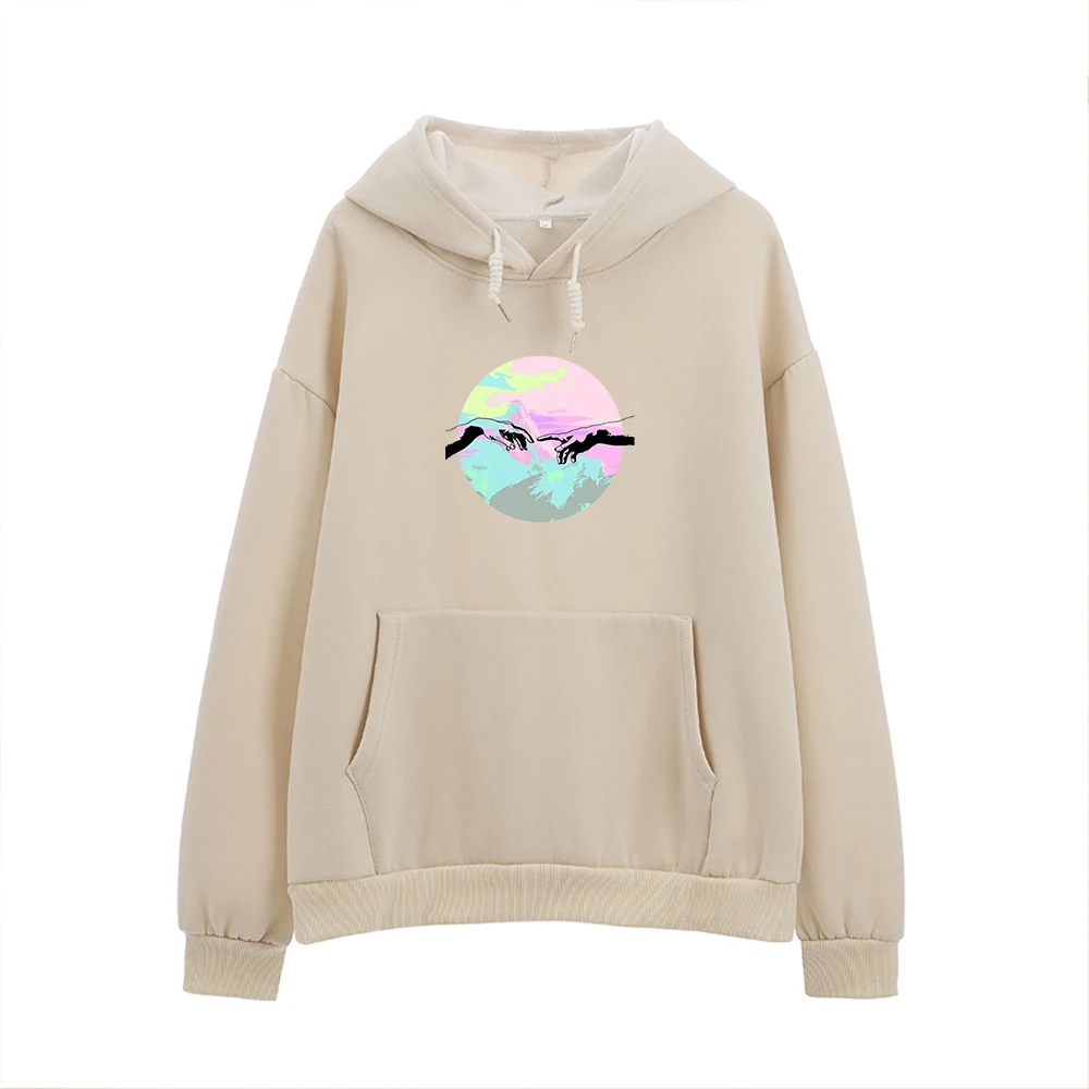 

Harajuku Printed Hoodies Women Creative Art Hand Oversized Thick Warm Hoodie Hooded Cotton Sweatshirt Womens Clothing Streetwear