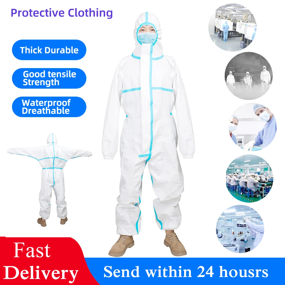 

Disposable Coverall Suit Protective Clothing Anti-epidemic Antibacterial Plastic Closures Isolation Dust-proof Antistatic