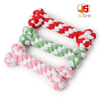 

Pet cotton rope toy two color cotton rope hand knitting pet bone