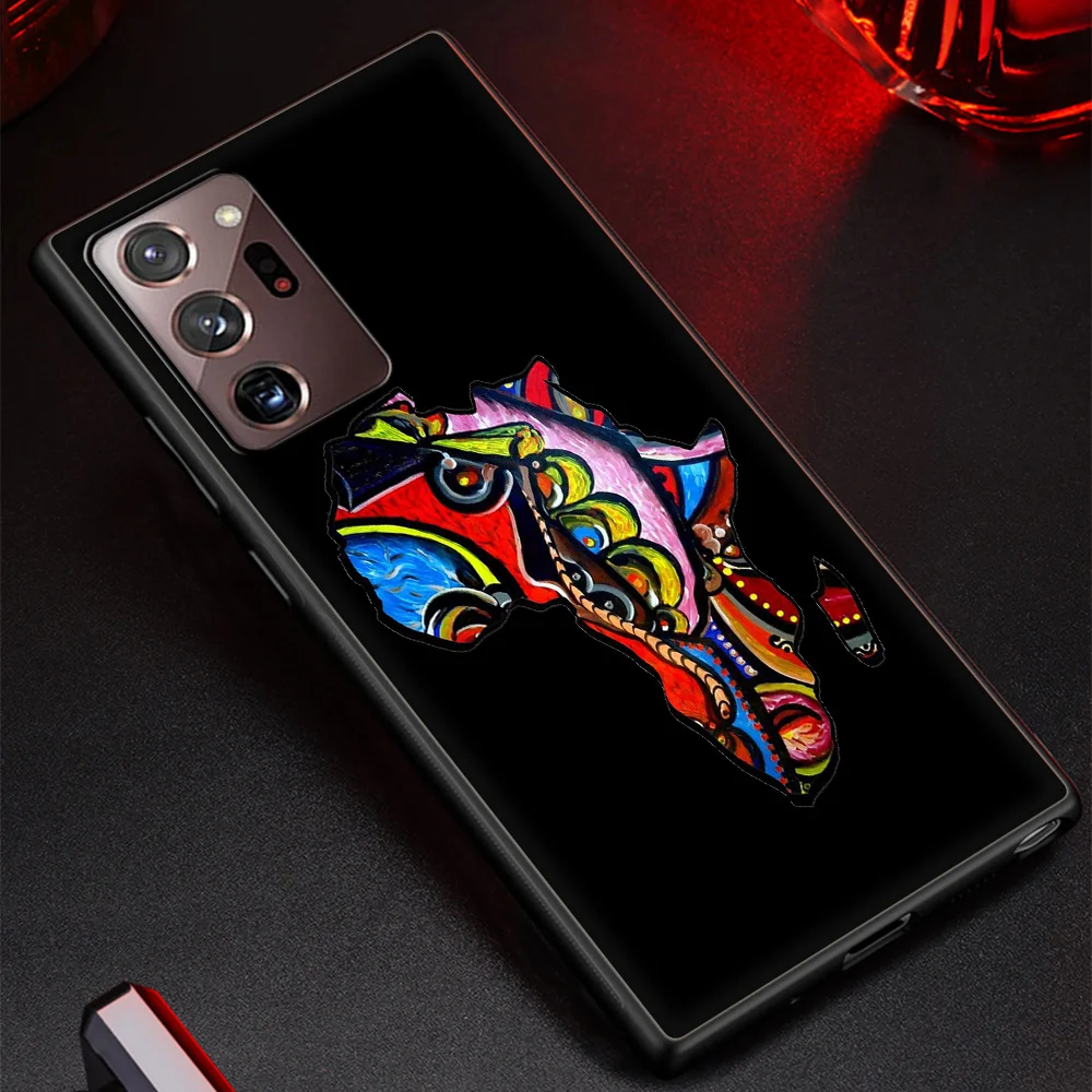 Silicone Black Phone Case with Painted Africa Map Design