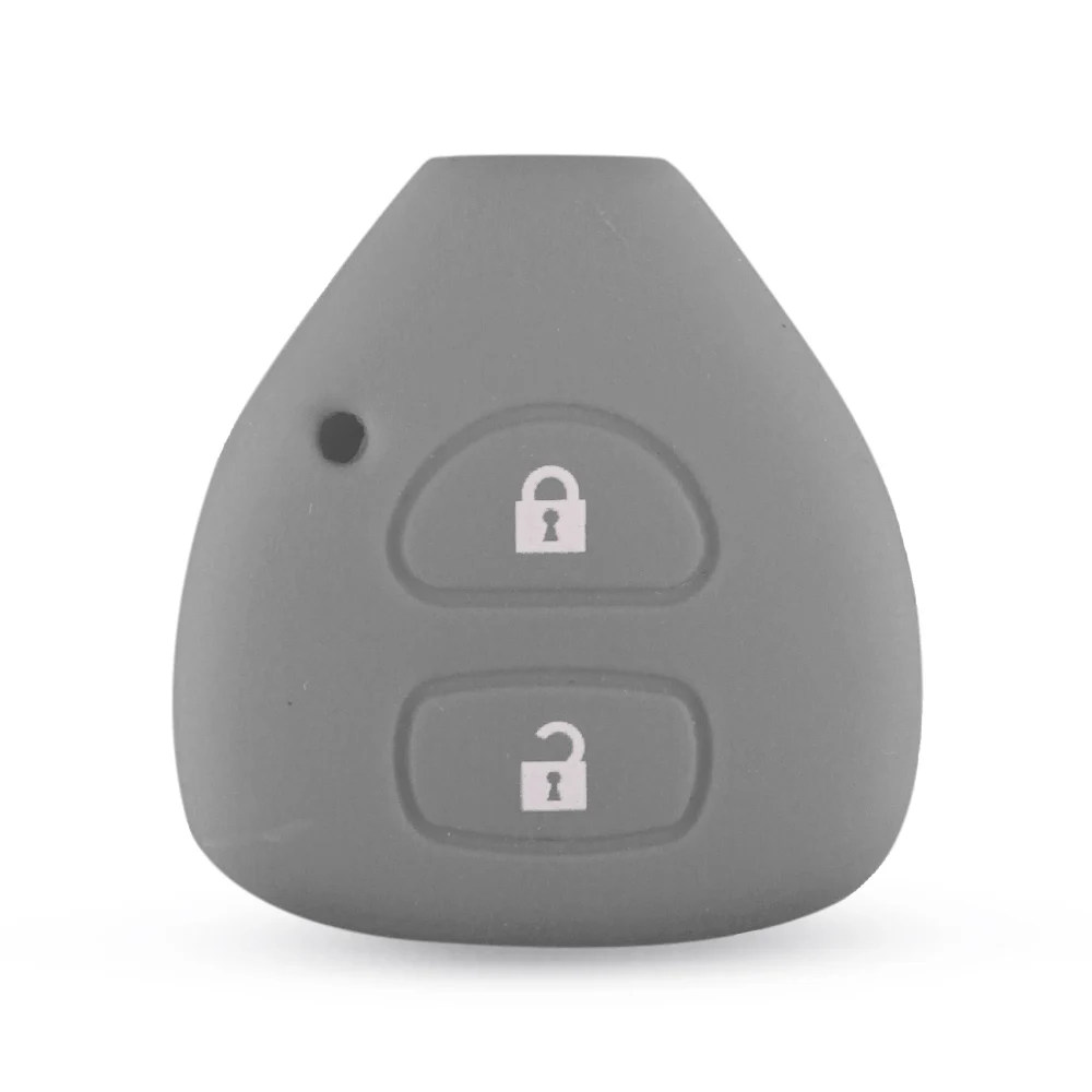 KEYYOU 10 шт. силиконовый для ключа автомобиля чехол для TOYOTA Corolla Hilux Vitz Rav4 Aqua Camry 2 кнопки дистанционного ключа чехол оболочка - Количество кнопок: grey