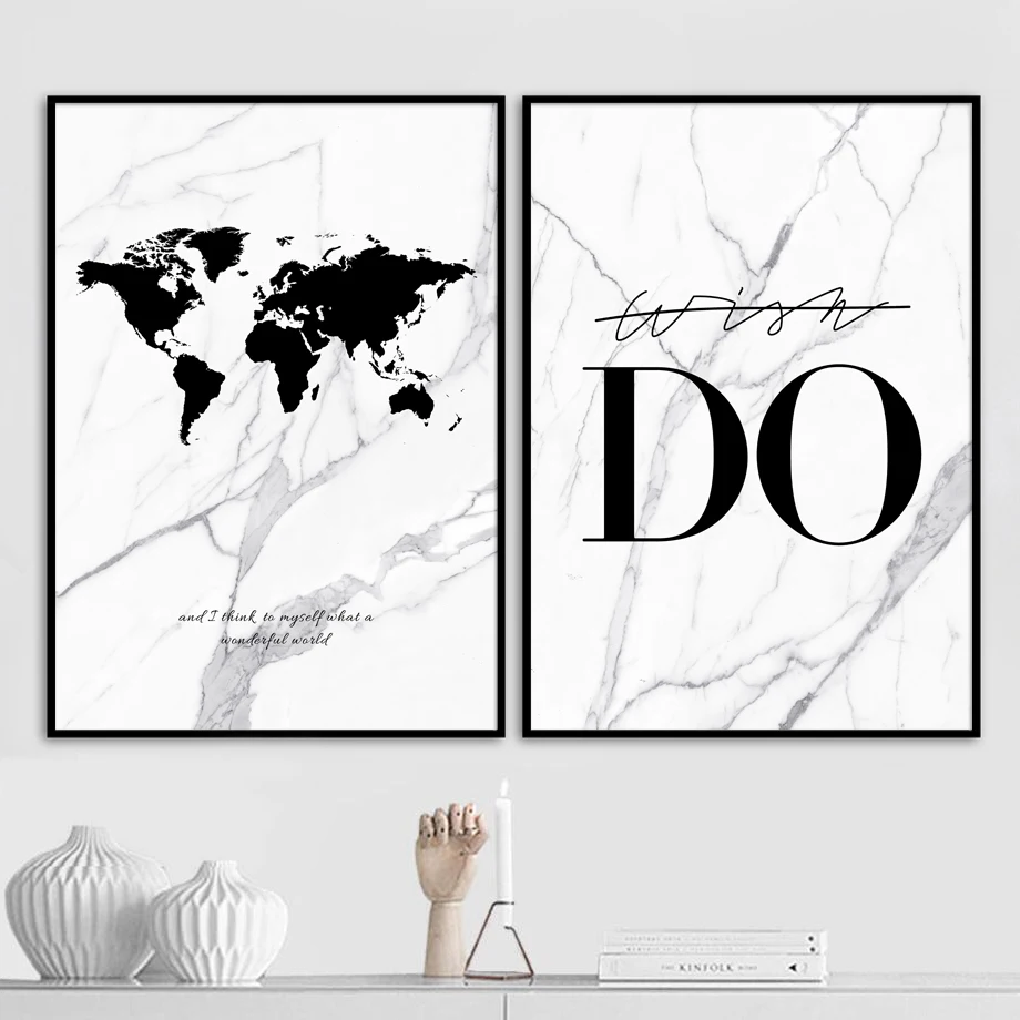 Marble Do World Map Canvas Painting Wall Art Print Nordic Posters And Prints Pictures For Living Room Decoration | Дом и сад
