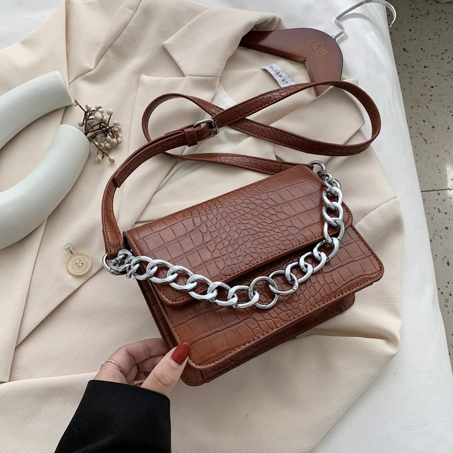 Винтажные маленькие сумки через плечо из искусственной кожи с каменным узором