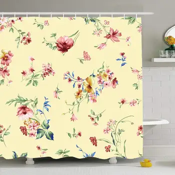 

Shower Curtain Set with Hooks 72x78 Rose Flower Pattern Textile Anemone Beautiful Texture Dusty Leaf Print Nature Ground Chic