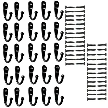 

25Pieces Wall Hooks Mounted Coat Robe Hooks Cloth Hanger Coat Hanger Coat Hooks Rustic and 54 Pieces Screws for Bath Kitchen